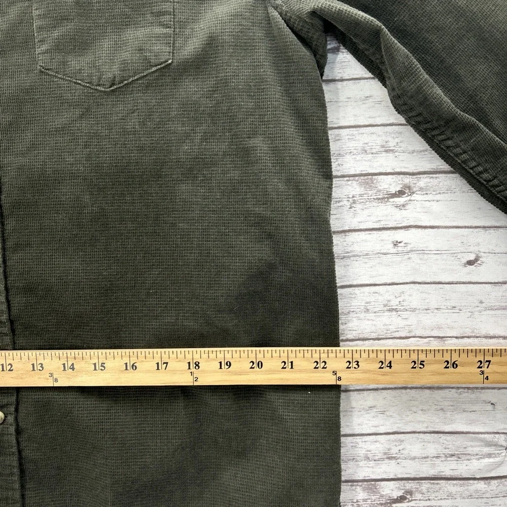 Banana Republic Corduroy Shirt Mens Large Untucked Fit Fine Wale Green Cotton